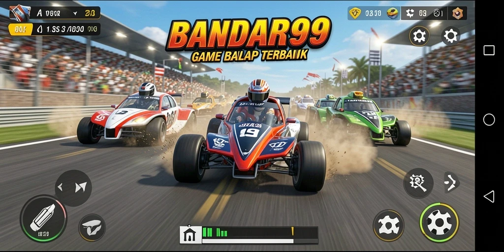 Tampilan gameplay menegangkan di trek balap BANDAR99.
