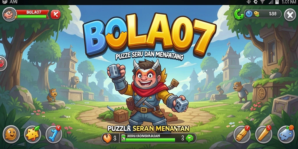 Tampilan gameplay BOLA07 yang penuh warna dan menantang.
