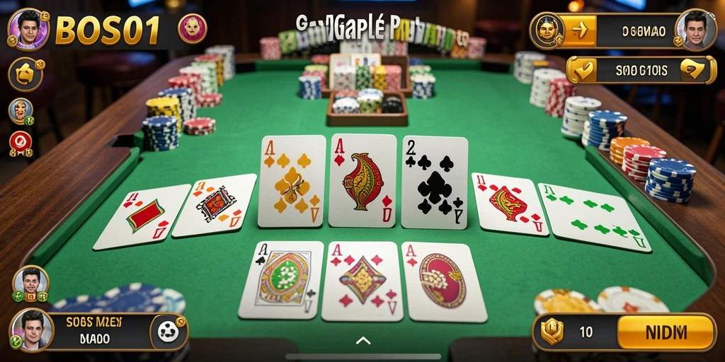Tampilan gameplay Gaple yang mengasyikkan di BOS01.