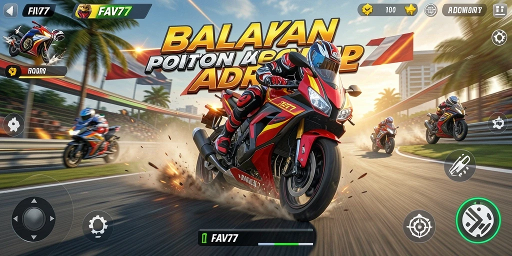 Gameplay FAV77 menampilkan aksi balapan motor yang mendebarkan.