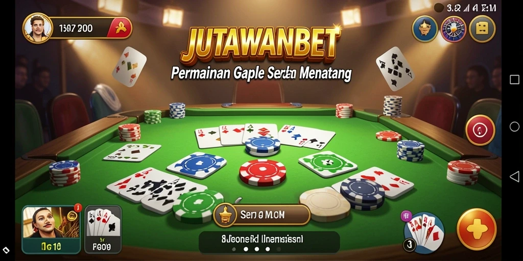 Tampilan gameplay seru dalam permainan Gaple JUTAWANBET.