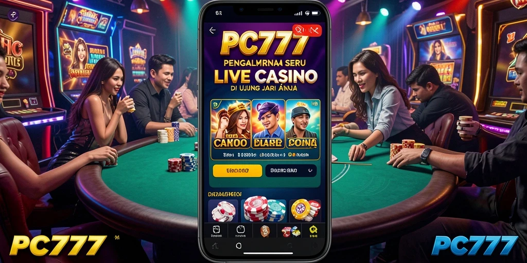 Tampilan gameplay seru Live Casino di PC777 dengan dealer langsung.