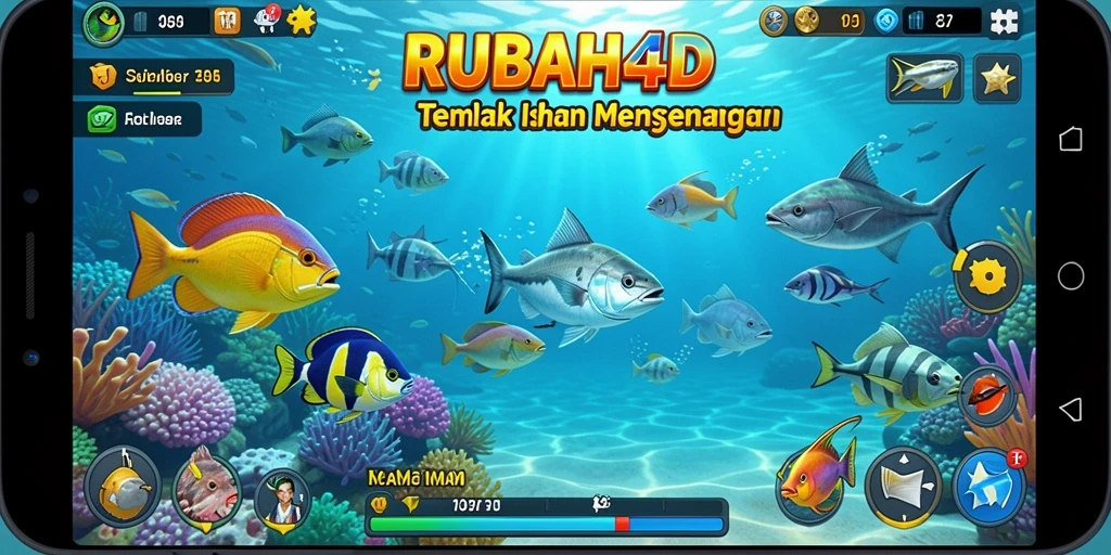 Tampilan gameplay menarik dengan berbagai ikan dan senjata di RUBAH4D.