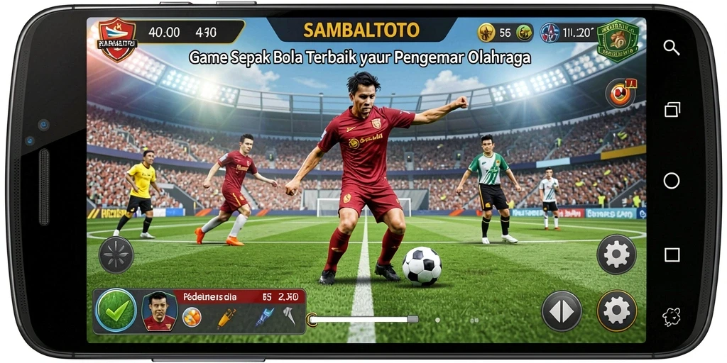 Tampilan gameplay menegangkan dari pertandingan sepak bola SAMBALTOTO.
