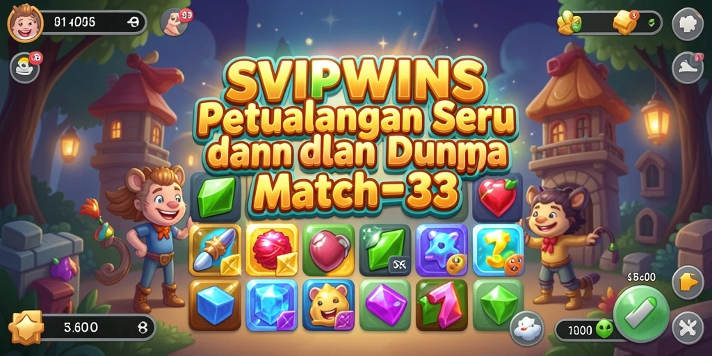 Screenshot menampilkan gameplay seru dari SVIPWINS dengan banyak permata berwarna.