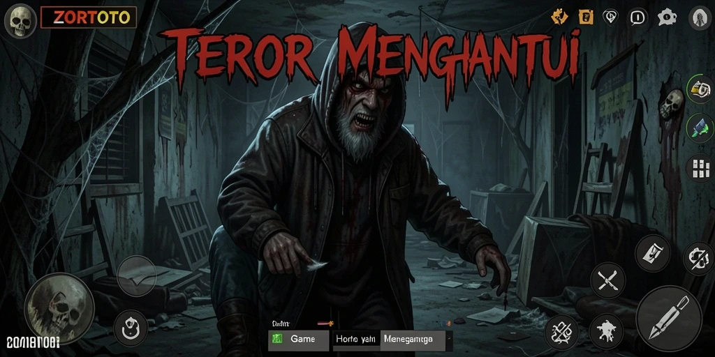 Gameplay ZORTOTO menampilkan suasana mencekam dan karakter yang menakutkan.